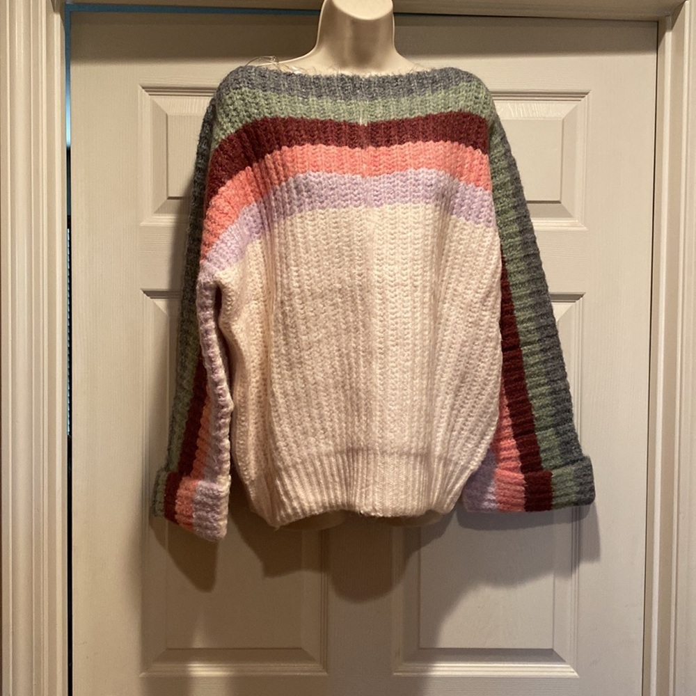 Multi colored striped oversized sweater. - Picture 6 of 7